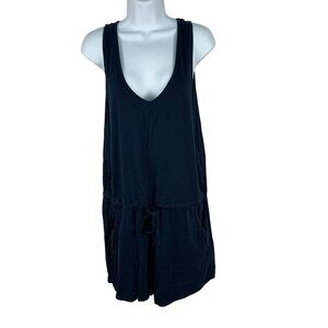 Bobi Los Angeles Womens Navy Blue Cotton Romper Size M Sleeveless V-Neck Casual